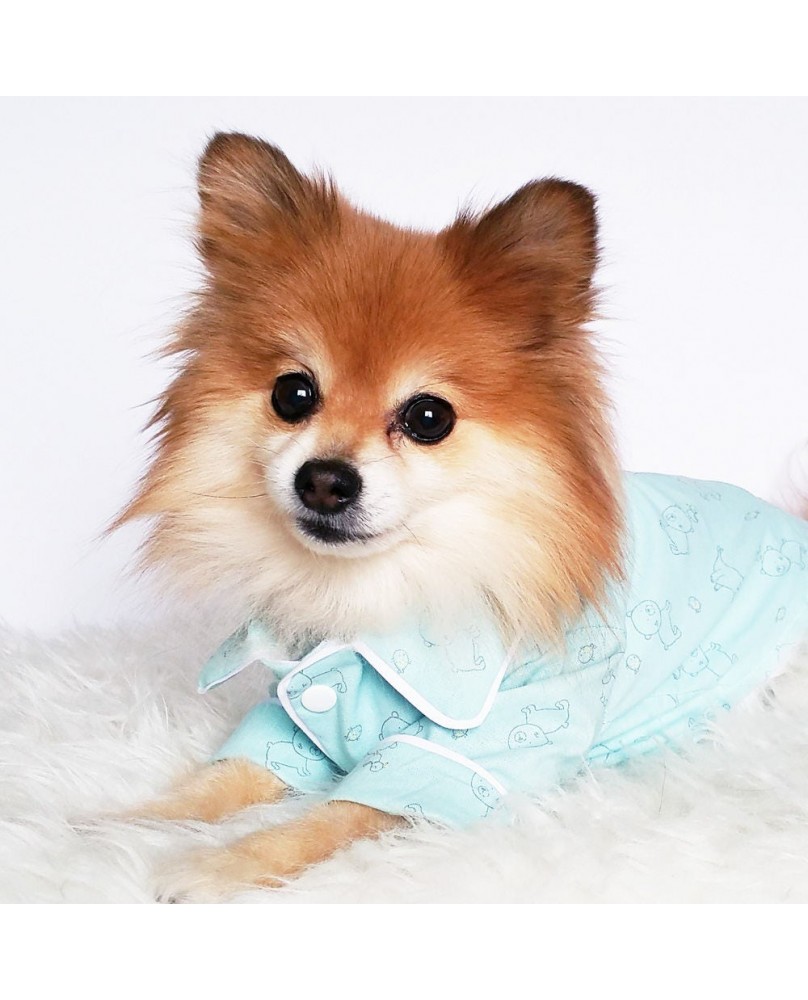 Pet mint green printed pajamas