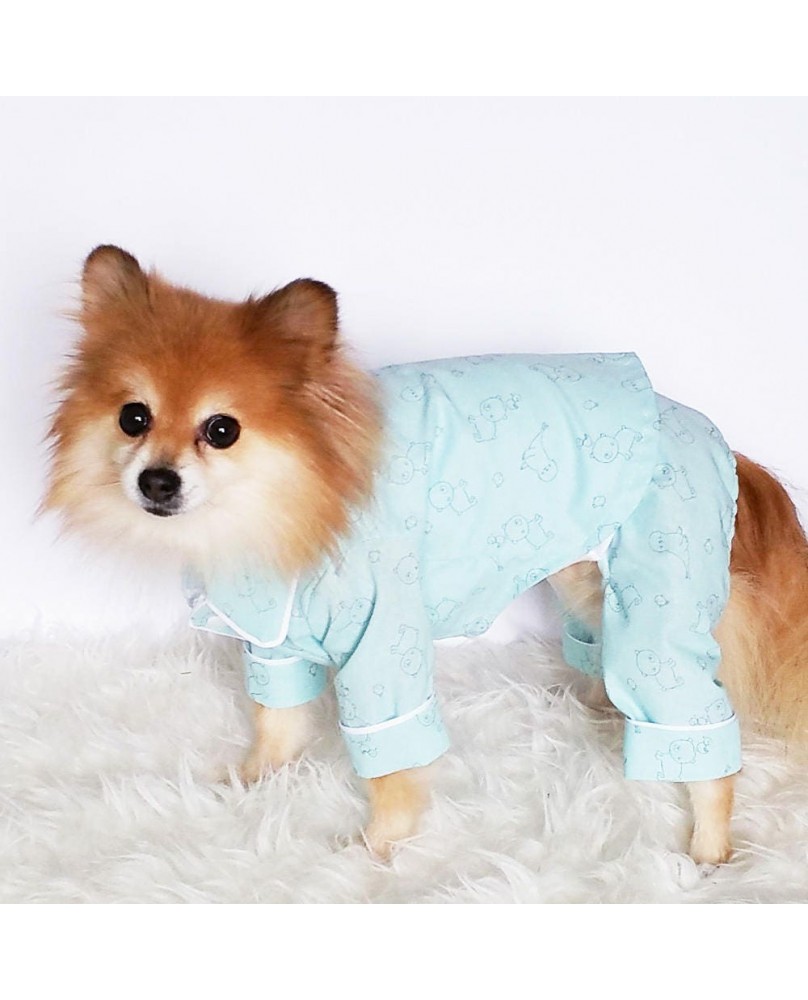 Pet mint green printed pajamas